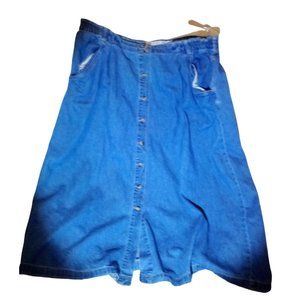 Vintage 90's Gloria Vanderbilt Blue Jean Button Front Skirt Size 22 W